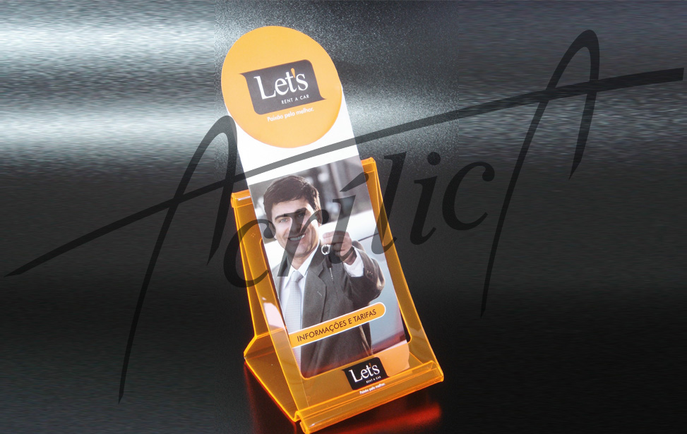 display porta folhetos em acrilico laranja ss208