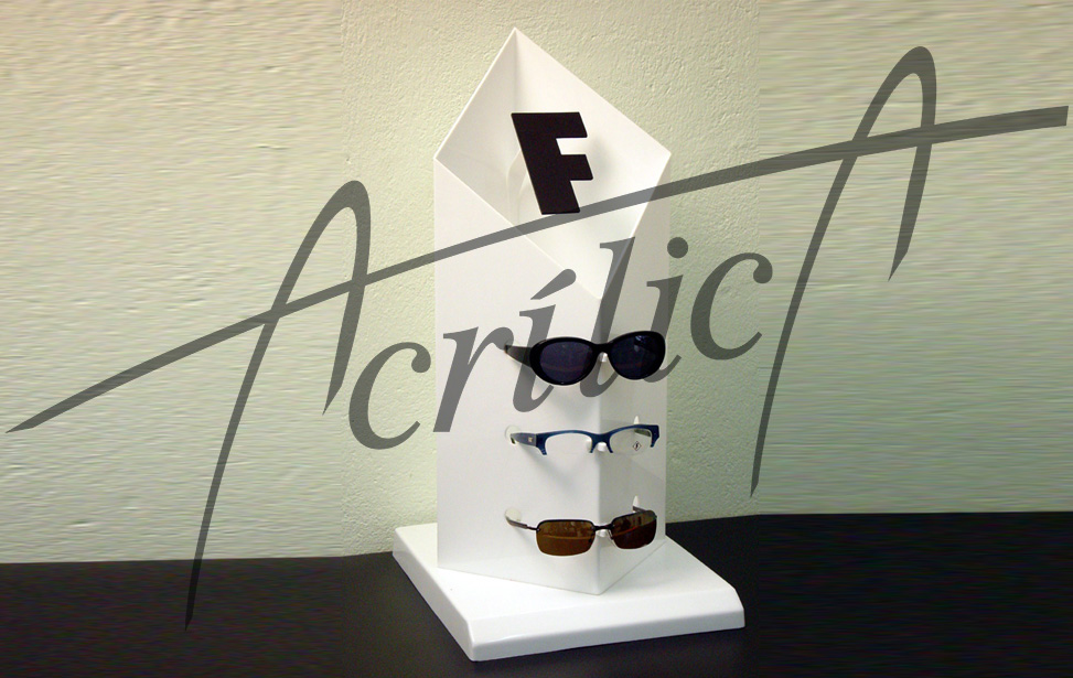 expositor display de oculos f em acrilico branco ss488