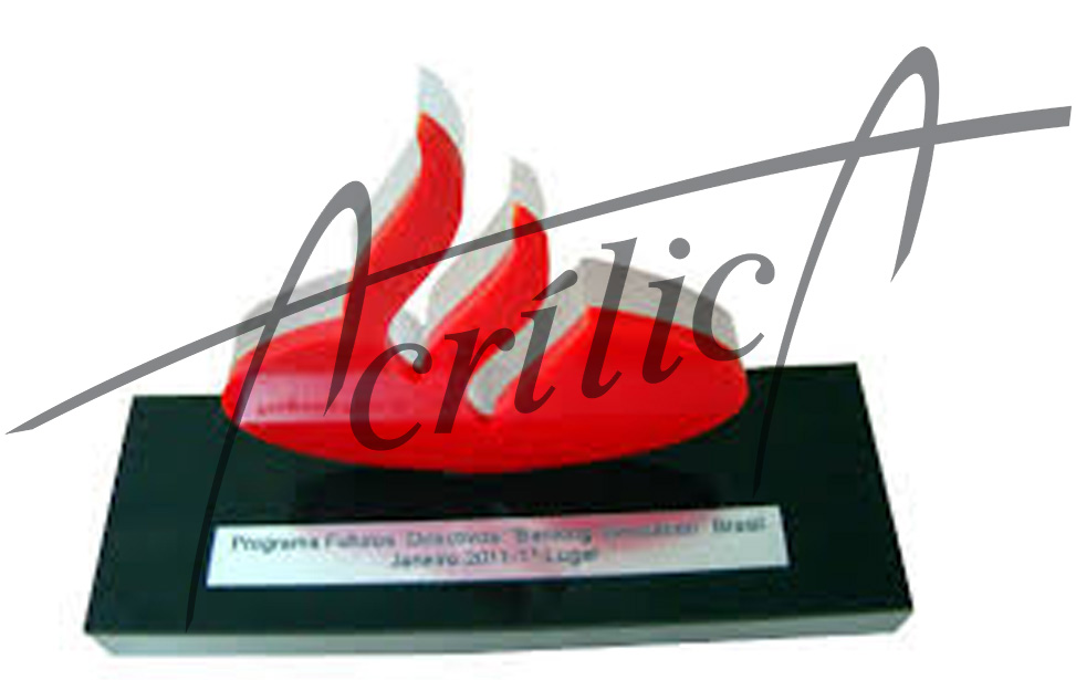 trofeu acrilico com logomarca  bicolor ss793